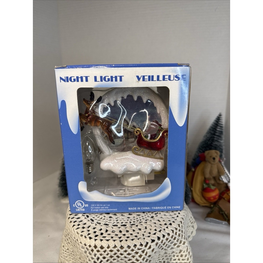 Night Light Veilleuse "SANTA Sleigh and Reindeer"